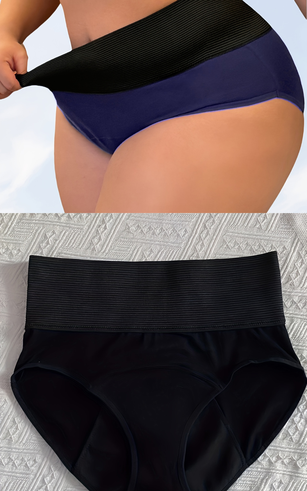 Culotte menstruelle taille haute et grande taille modèle MARINE